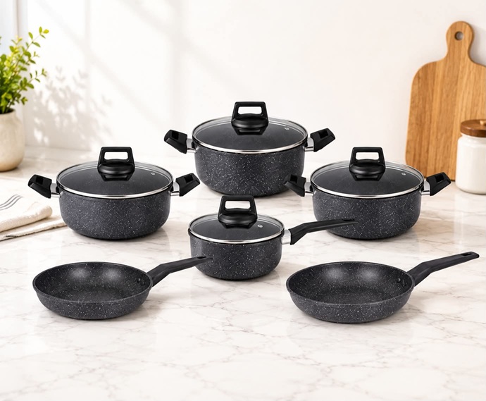 THE HARVEST 10 PCS NONSTICK COOKWARE SET