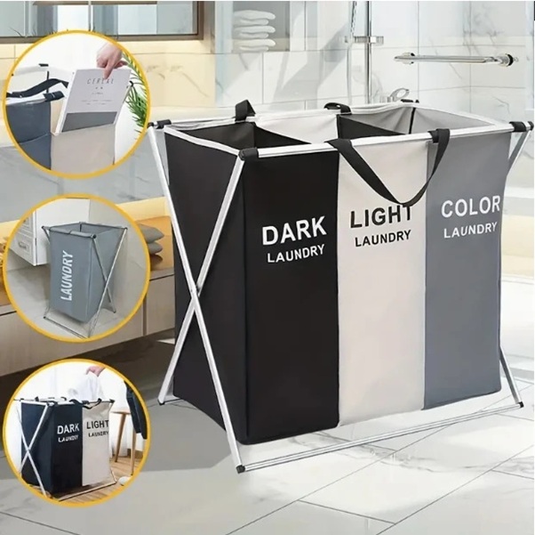 THREE COMPARTMENT LAUNDRY BASKET